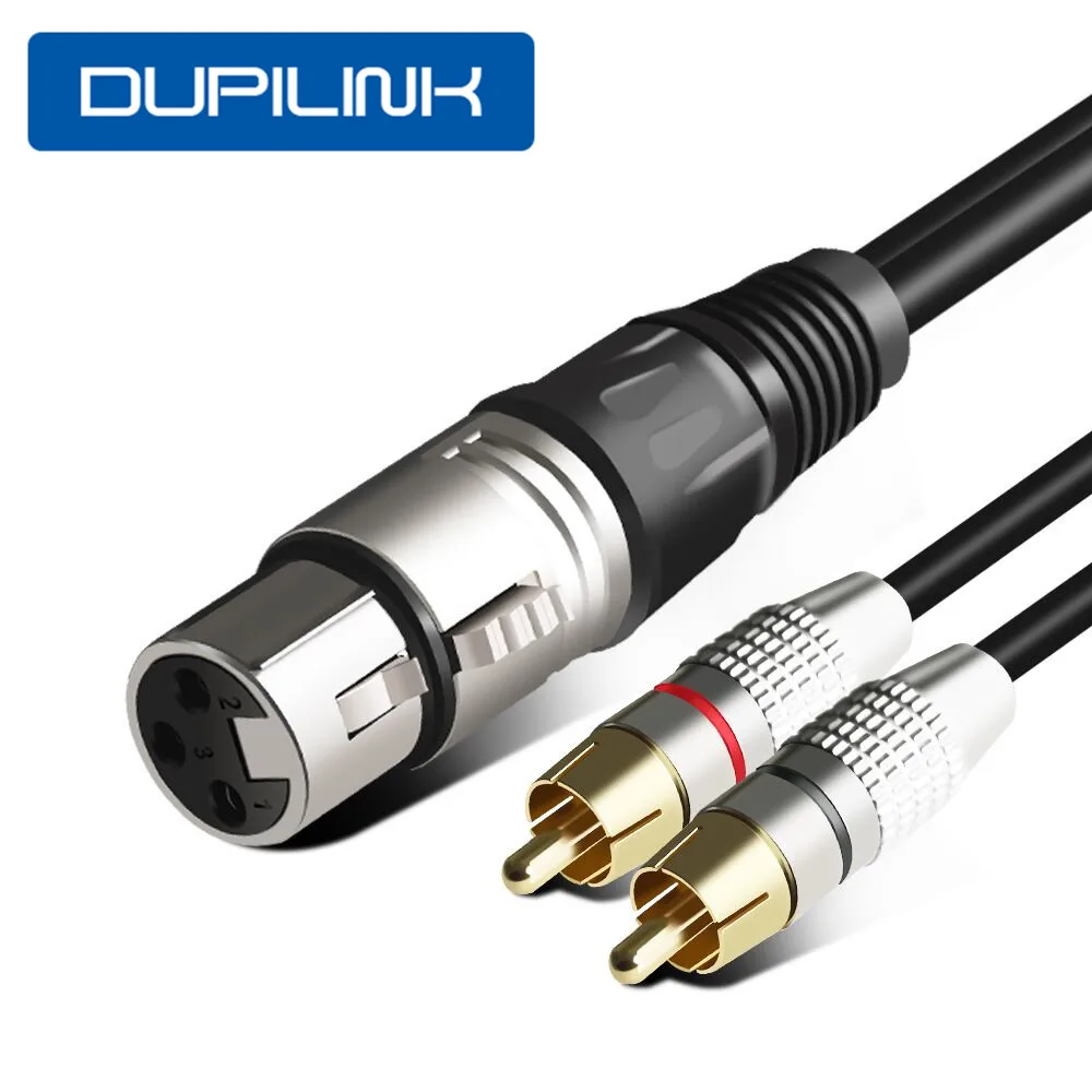 XLR к двойному аудиокабелю RCA 2 штекер 3 контакта Женский фотокабель 1 м 5 8 кабель