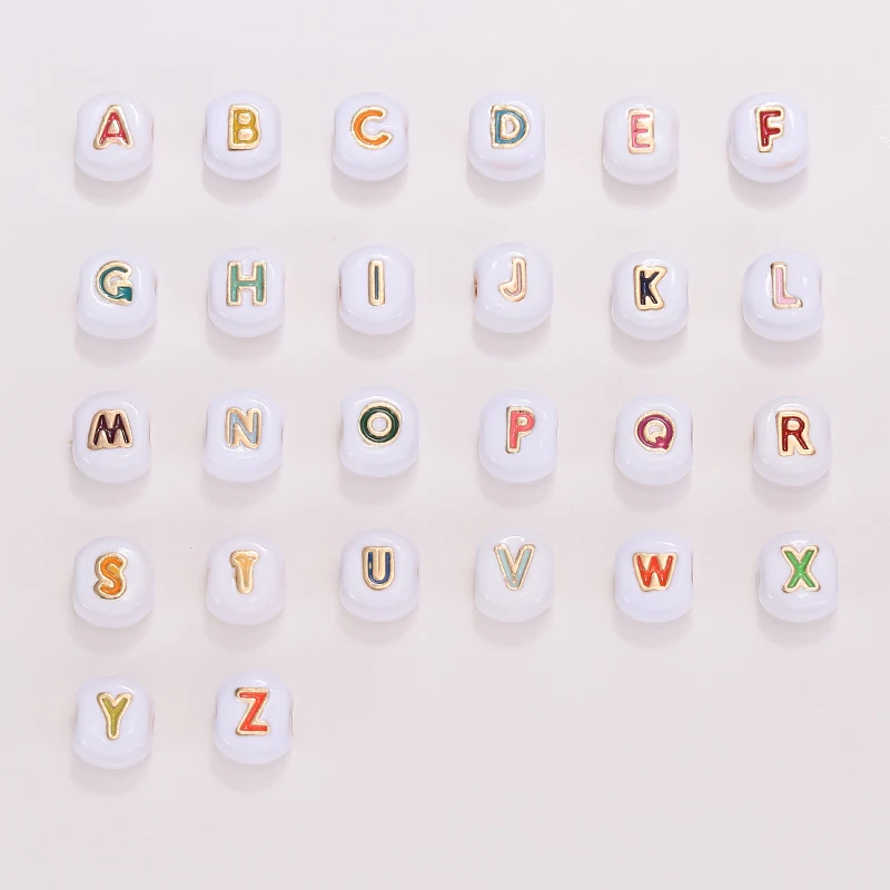 

DIY Alloy Beads Alphabet Rainbow Letter Kind Enamel Charms Gold Color 8mm Pendants Jewelry Making Handmade Craft Accessories