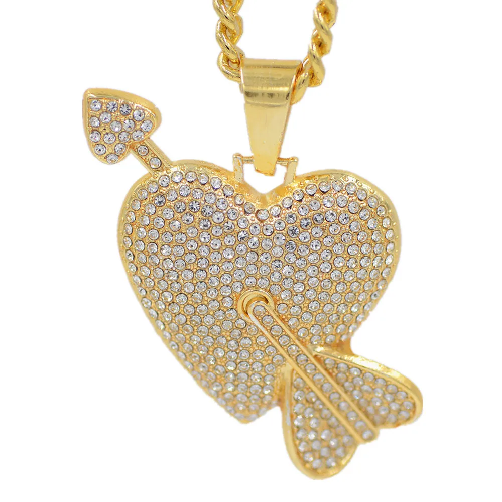 Мужское ожерелье в стиле хип-хоп модная подвеска со стрелкой через сердце