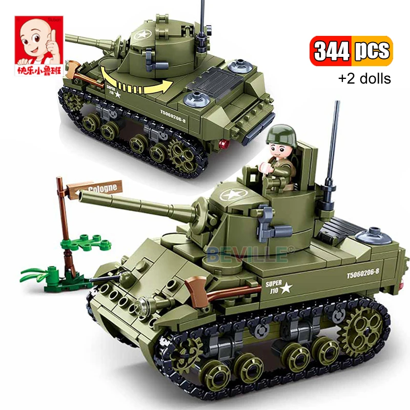 Sluban WW2 военный армейский Танк автомобиль бронированный боевой искусственный