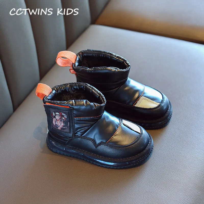 Черный CCTWINS/детская обувь; коллекция года; зимние детские черные ботинки; брендовая теплая обувь для маленьких девочек; модные короткие ботинки для мальчиков; SNB101 - Цвет: Черный