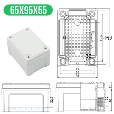 95x65x55mm(LxWxH) Высококачественная Водонепроницаемая электрическая распределительная коробка серии AG, IP67, ABS пластик, RoHS, чехол для корпуса, наружная распределительная коробка - Цвет: 95x65x55mm(LxWxH)
