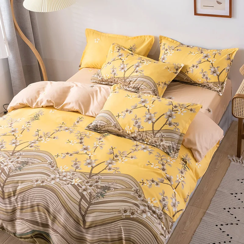 Двойная королева Размеры желтый роскошные завод покрывало с узором на