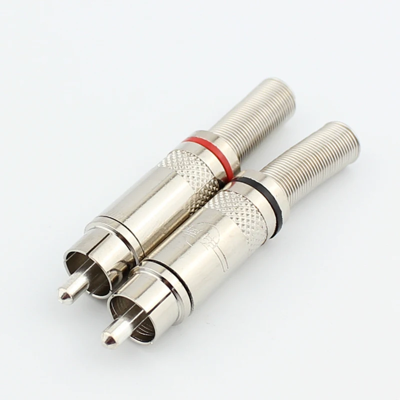 

100pcs/lot Red Black Nickle Plated Soldering RCA Lotus Male Plug Connector AV Audio Video Connector Wiring RCA Plug Jack