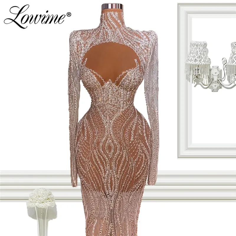 

6 Designs Illusion Sequins Mermaid Evening Dresses 2021 Custom Made Long Sleeves Celebrity Dress Plus Size Wedding Party Dress