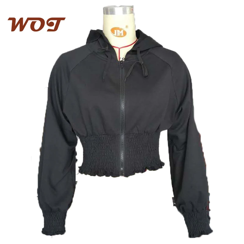 

2021 Long Sleeve Navel Zipper Short Cardigan Jacket Women's Hooded Sweatshirt Sweatshirt