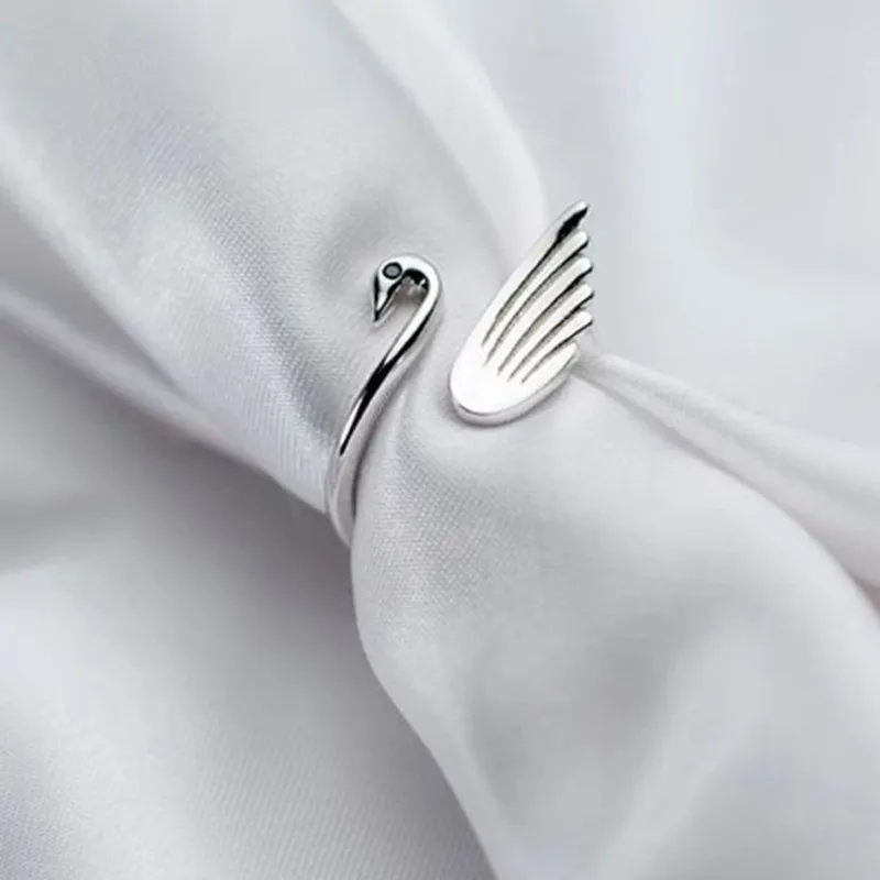 Простое модное элегантное женское Открытое кольцо в виде лебедя повседневное