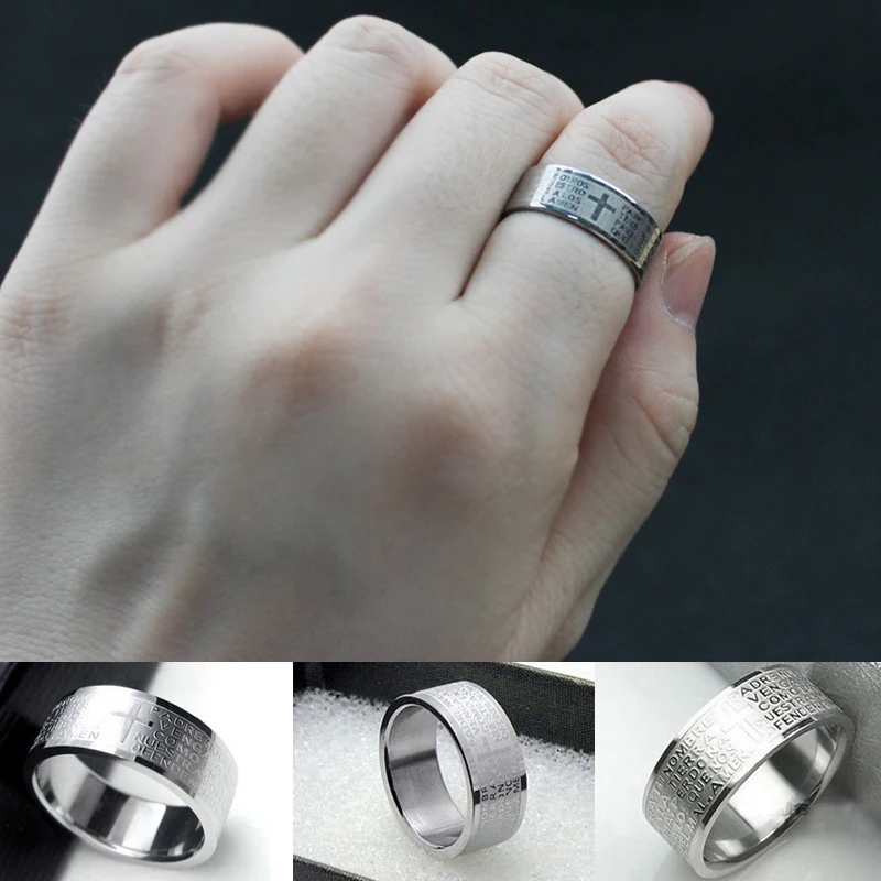 Модные кольца для мужчин и женщин из титановой стали с надписью Jesus Tattoo оптовая
