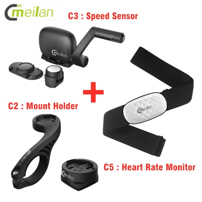 Meilan GPS для велосипеда, компьютер, грудь, монитор сердечного ритма, беспроводной датчик скорости/Каденции, велосипедный Спидометр 4,0 Bluetooth ANT одометр - Цвет: C2 C3 C5