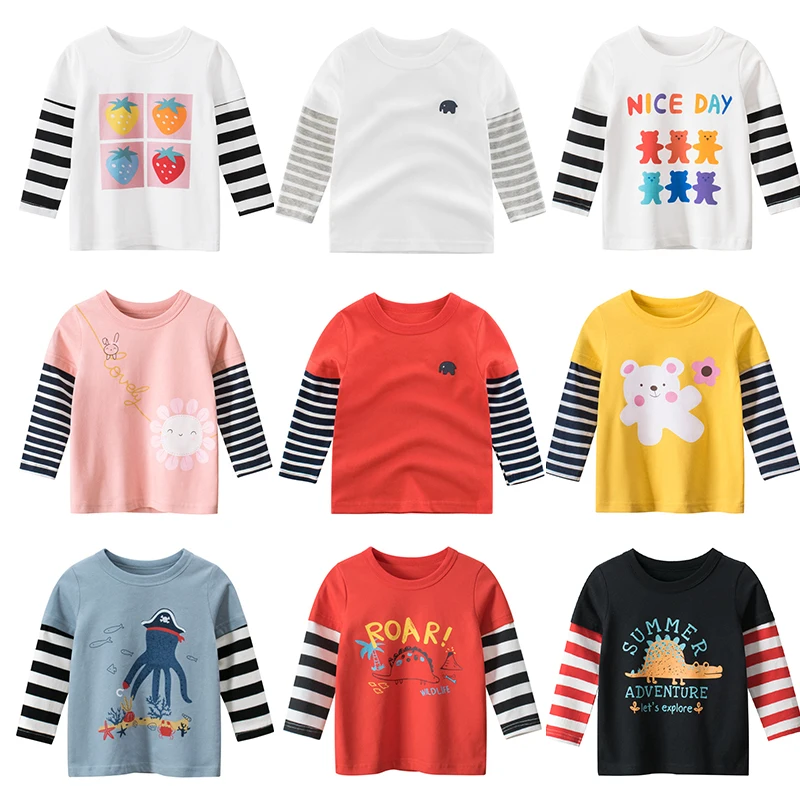 

Kids T Shirts Boys Girls Children Tee Tops Long Sleeves Print Cartoon Toddler Baby Clothing Clothes Spring Autumn Winter For 2-7