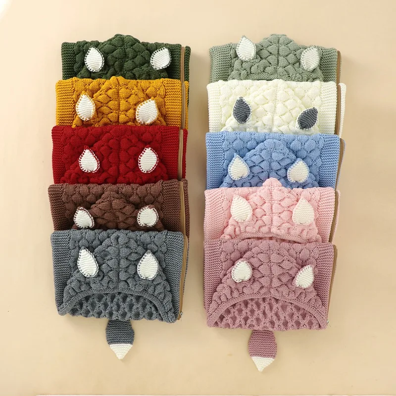 

2021 Newborn Cartoon Knitted Sleeping Blanket For Baby Sleep Pad Bag Animal Cute Warm Baby Cart Bed Anti-Kick Cover Bedding