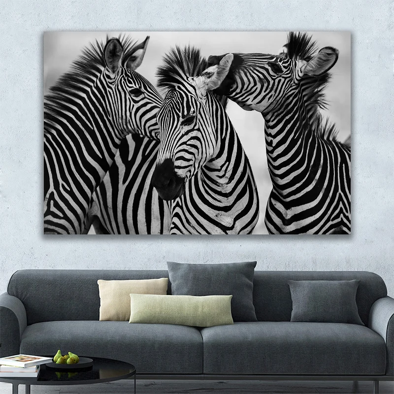 

Modern Animal Zebra Black and White Horse Canvas Art Paintings Poster Cuadros Wall Art for Living Room Home Decor