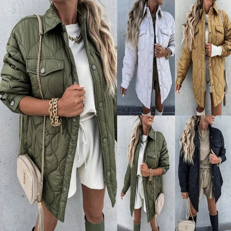

Winter Jacket Women Plaid Lapel Single Breasted Padded Jackets Streetwear Loose Winter Coat Woman Lugentolo