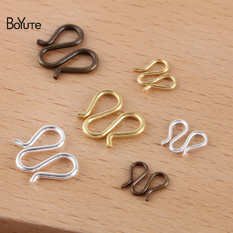 

BoYuTe (200 шт./лот) 10*11 мм 11,5*13,5 мм металлический латунный W-образный коннектор, застежки «сделай сам», материалы для ювелирных изделий ручной раб...