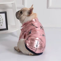 fall winter glossy zipper dog outfits 2 sided wearable coat l puppy clothes small dog down coat french bulldog dog clothing