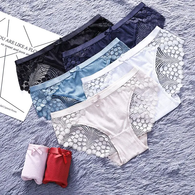 Женские сексуальные кружевные полупрозрачные трусы бесшовные хлопковые дышащие