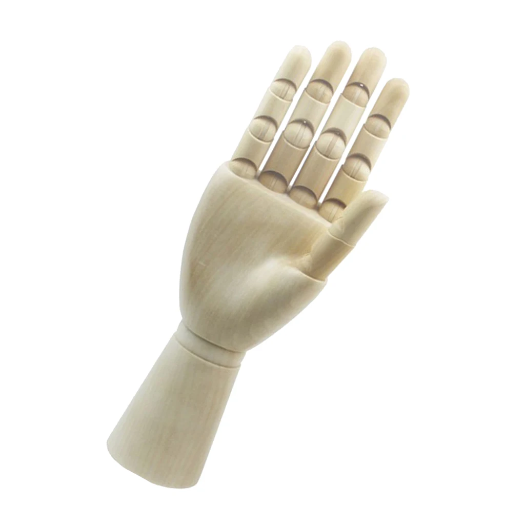 

7 Inch Jointed Wood Hand Mannequin Human Hand Model Jewelry Stand Watch Rack