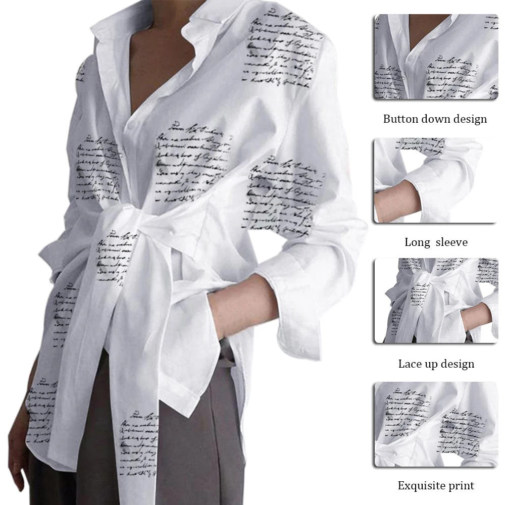 Женская блузка с длинным рукавом повседневные рубашки на шнуровке асимметричные