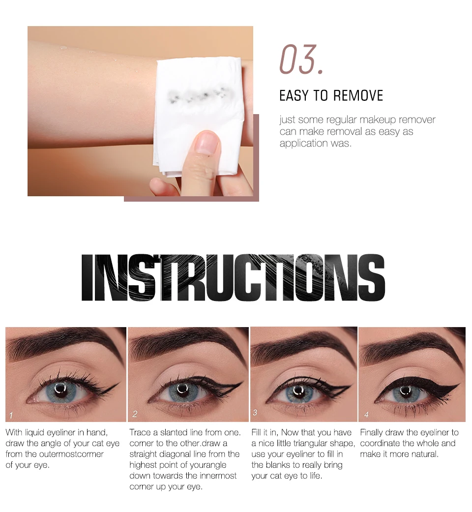 O.TWO.O Liquid Eye Liner Waterproof Ultra Fine Brush Head Long Lasting Quick Dry Natural Eyeliner Cosmetics