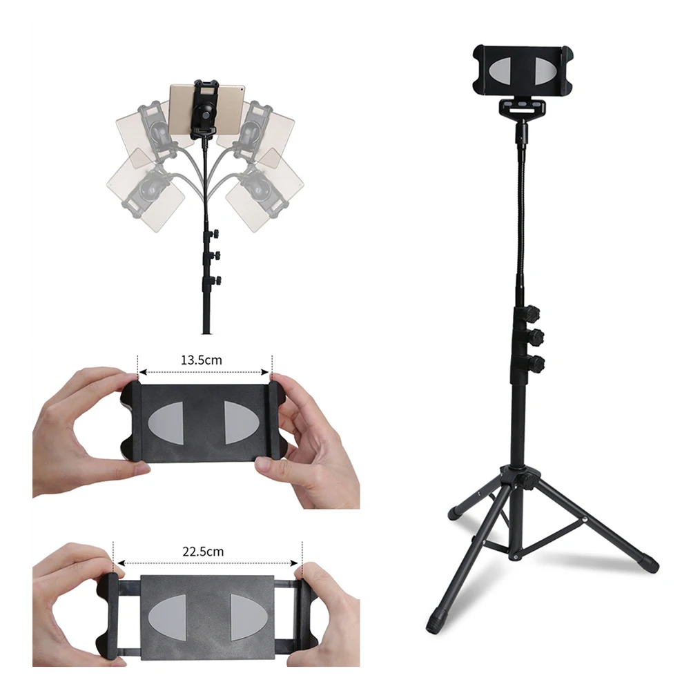 Flexible Tripod Floor Stand for iPad iPhone Foldable Adjustable Tablet Phone Mount Holder Support Bracket for Mobile Phone