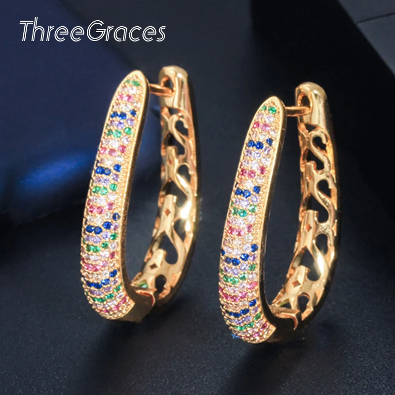 Threegraces роскошный кубический камень цирконий желтый золотой цвет большие круглые