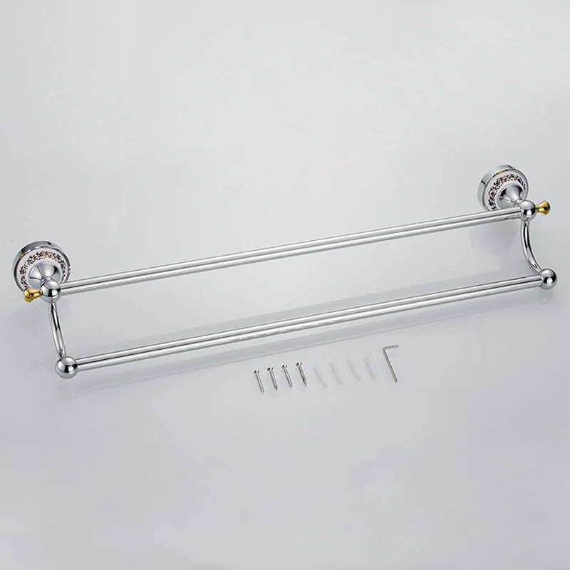 Хромированная вешалка для полотенец в европейском стиле 60 см серебристая