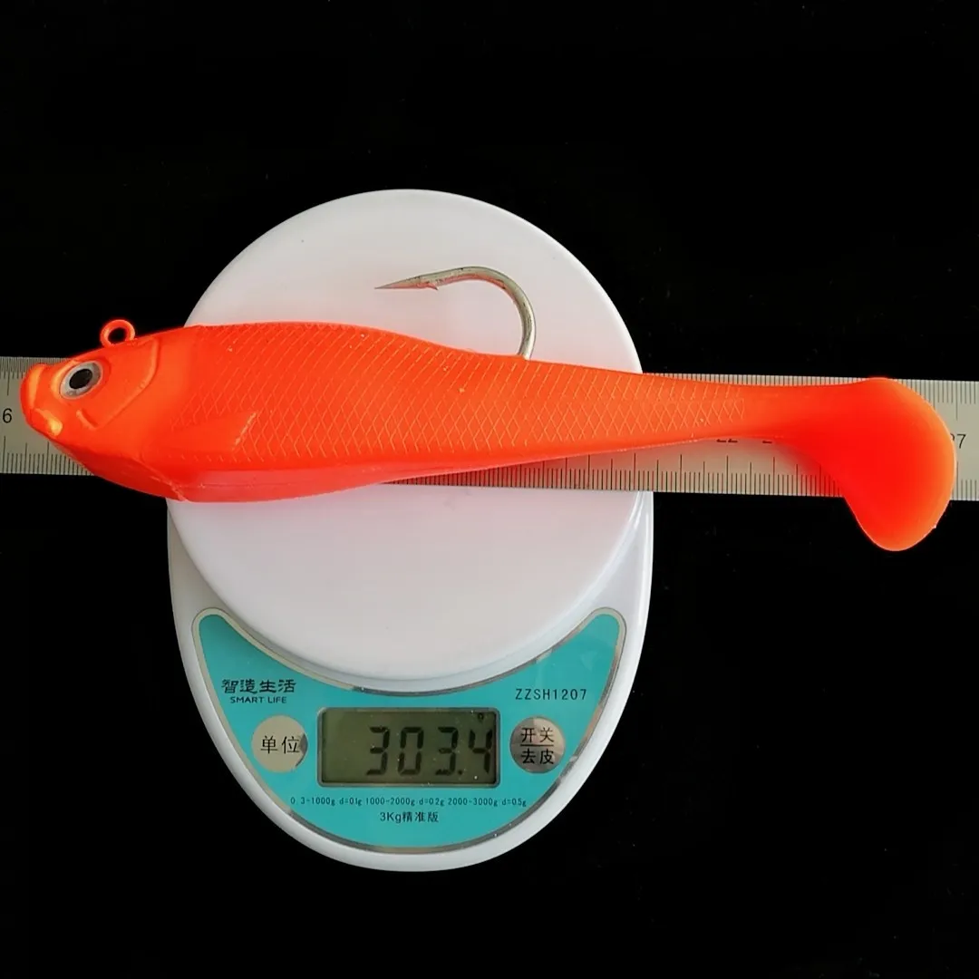 

Swolfy 20cm 300g Soft Minnow Lead Head Fishing Lure Wobblers Jig Head Silicone Baits Crank Hook Jigging Bass Pike Zander