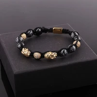new design natural stone cz pave charm gold plating buddha friendship macrame adjustable bracelet men women