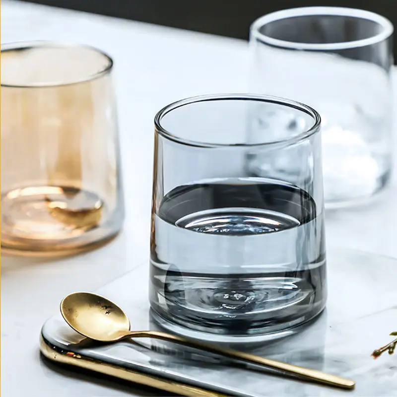 

Creative Whiskey Glass With Lead-free Rainbow Amber Gray Transparent Color Water Drinking Glasses Cup For Vodka Bar Kitchen