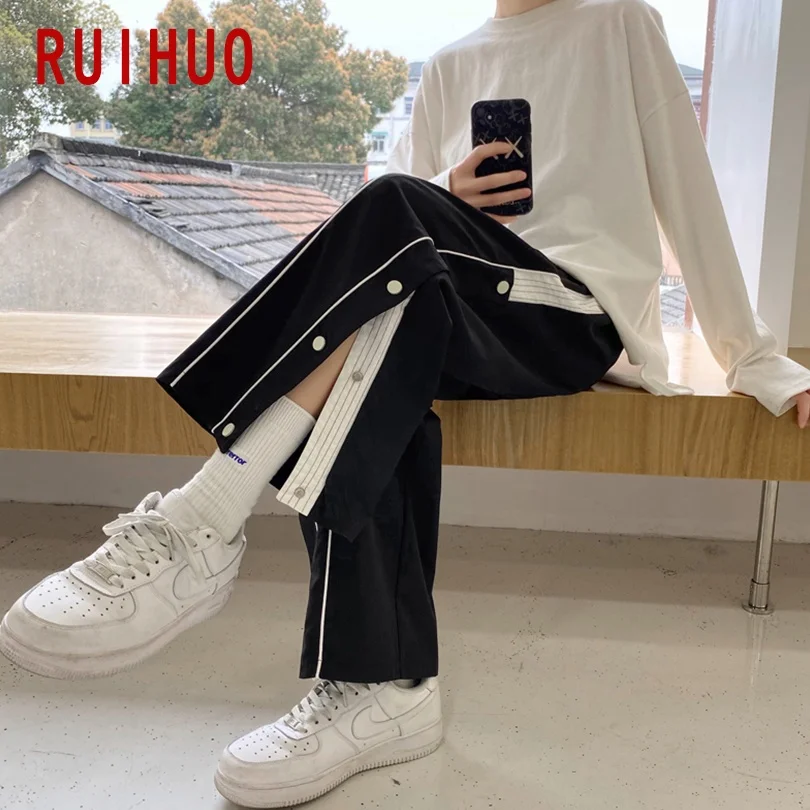 

Мужские тренировочные брюки RUIHUO, в стиле Харадзюку, повседневные, уличные, до щиколотки, M-2XL, 2021
