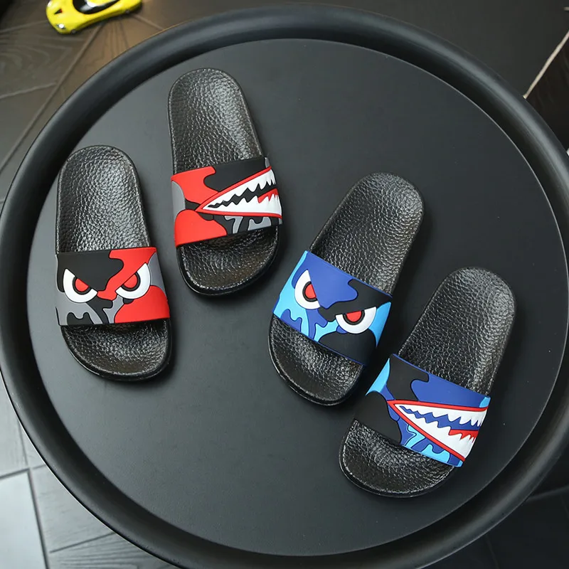 Детские Мультяшные тапочки акулы для маленьких мальчиков Летние босоножки Для
