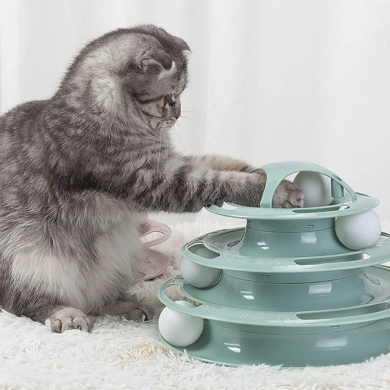 4 Levels Toys For Cats Training Entertainment Plate Cat Toy Catnip Track Space Tower Accessories Pet Interactive | Дом и сад