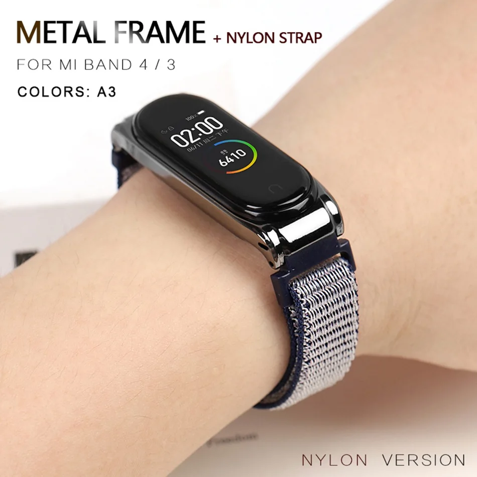 Nylon 020A3 Протектор/браслет mi band 3 4 ремешок для Xiaomi mi band 4 3 браслет/ремешок для mi Band 4 3 ремешок металлический/нейлоновый браслет ремень - Цвет: Nylon 020A3