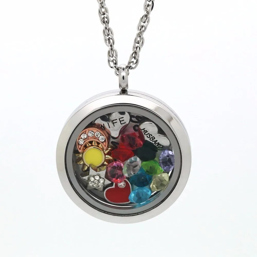 Круглый плавающий медальон BOFEE ожерелье подвески серебро 316L шармы из нержавеющей