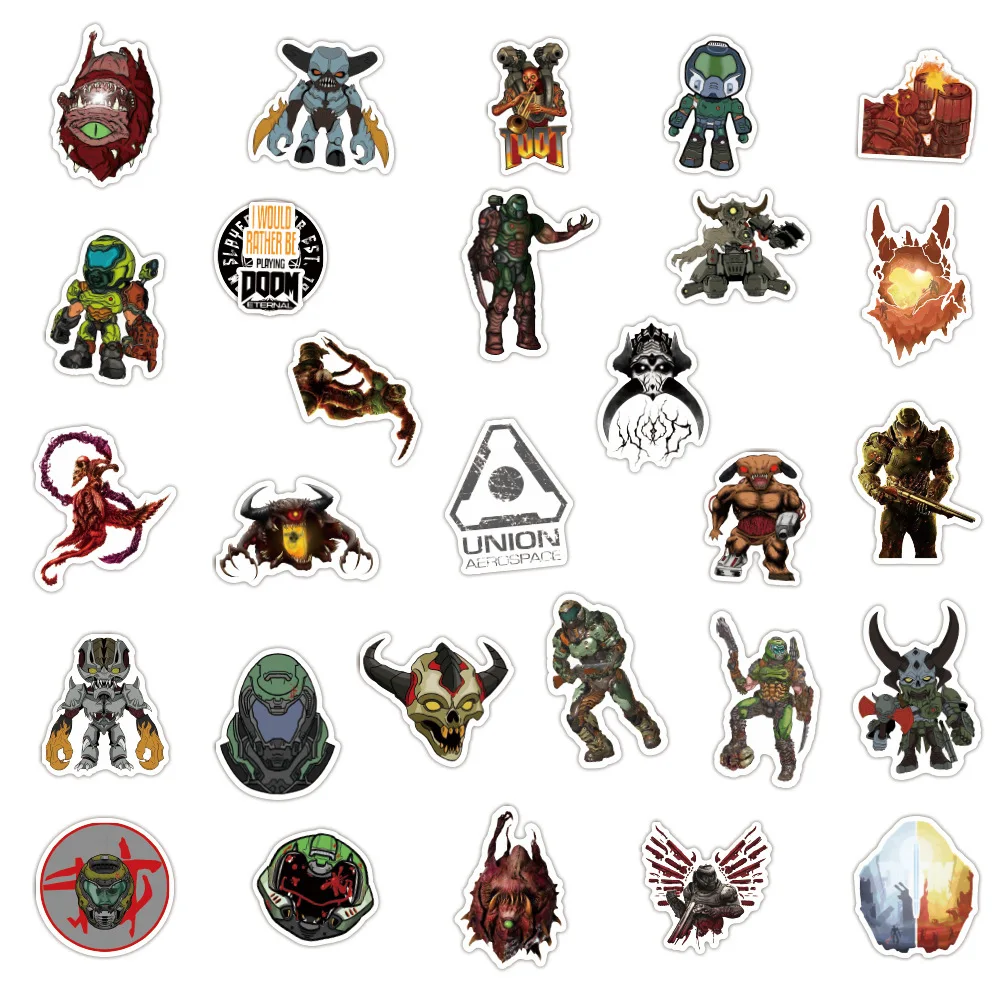 103050pcs game doometernal stickers laptop guitar luggage skateboard bike waterproof cool graffiti sticker decal kid toys free global shipping