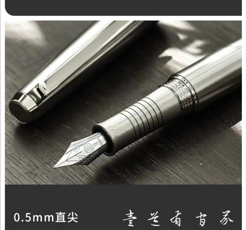 Fine Nib HD полностью стальная перьевая ручка с чернилами EF/Fine/Fude Nib Srew cap офисные школьные принадлежности penna stilografica - Цвет: Fine Nib