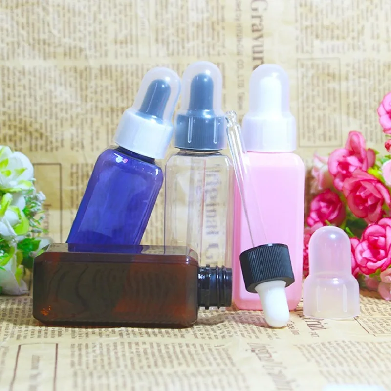 PET Plastic Dropper Bottle Square Serum Perfume Cosmetic Container Refillable 50ML Essential Oil | Красота и здоровье