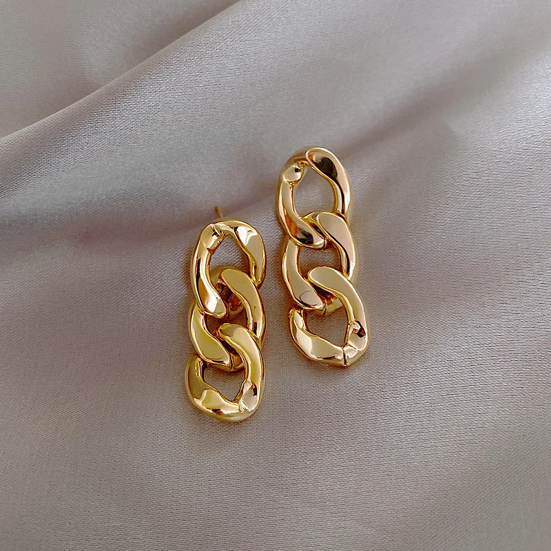 

Personality Gold Color Long Chain Statement Earrings Thick Link Chain Dangle Earrings Punk Jewelry Gifts New Arrival