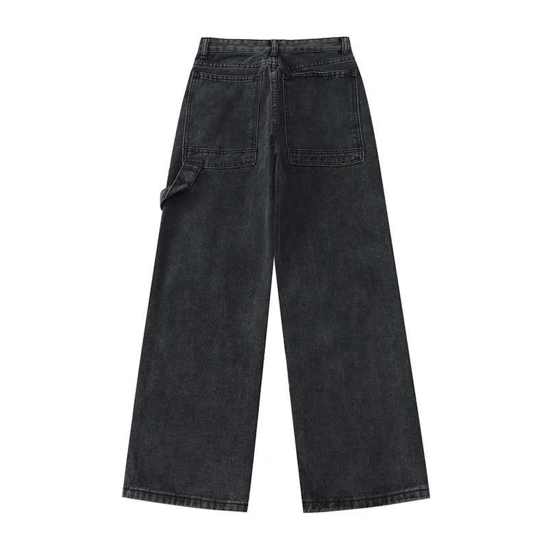 Женские джинсы с высокой талией серые прямые брюки в стиле ретро джинсовые