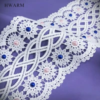 10yard african arts craft screw 3d lace fabric ribbon with blue pink beads 10 2cm high quality sewing wedding dress accessories