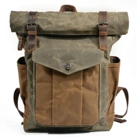 weysfor vintage oil waxed canvas leather backpack large capacity teenager traveling waterproof daypacks 14 laptop bags rucksack