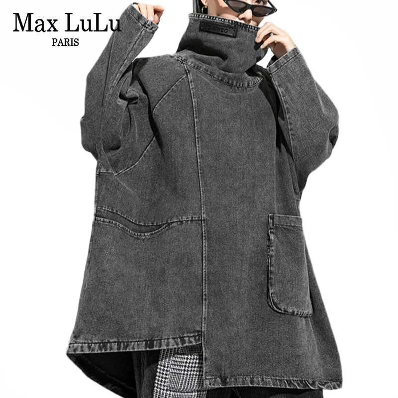 Max LuLu Роскошная Корейская женская одежда в стиле панк Женская водолазка