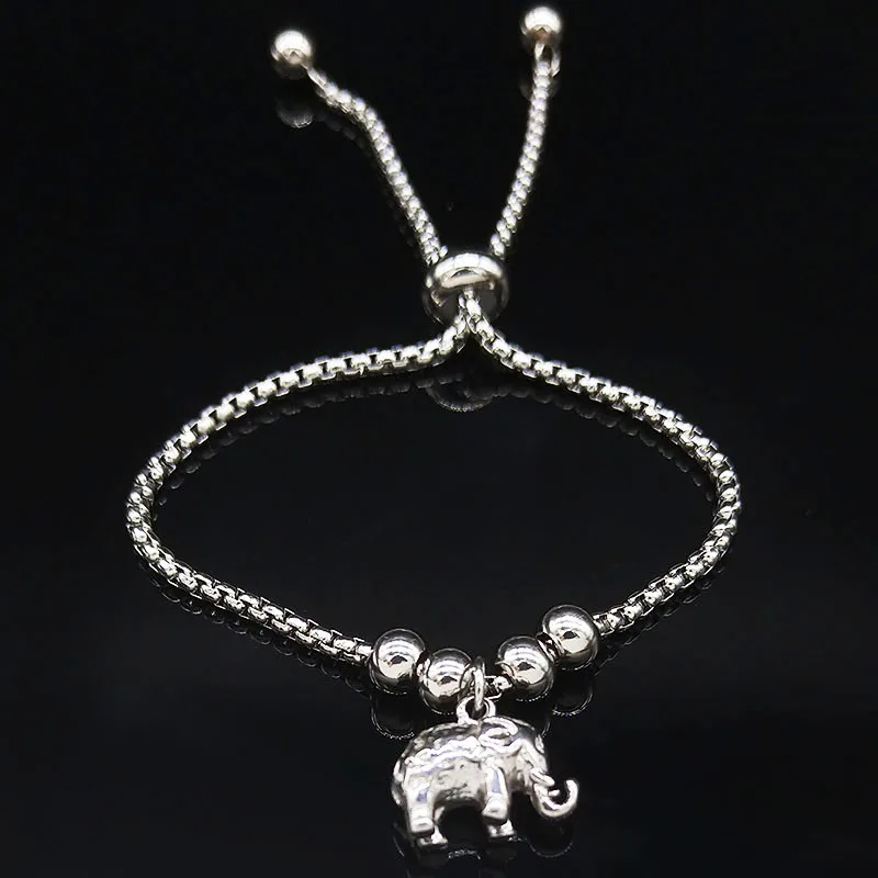 Elephant Медвежонок из нержавеющей стали, очаровательный браслет для женщин, серебряный цвет, браслет-цепочка с бусинами, ювелирное изделие joyeria de acero inoxidable для женщин B18270 - Окраска металла: Elephant