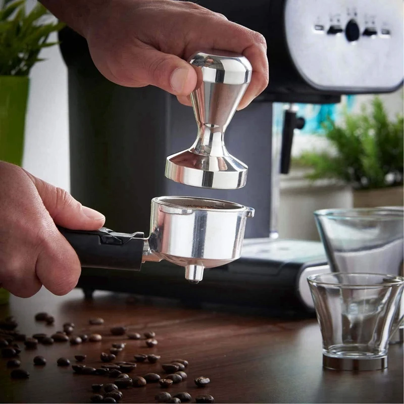 

Coffee Tamper- 58mm Coffee Tamper Coffee Presser,with Silicone Tamper Mat,Stainless Steel Coffee Tamper(Silver)