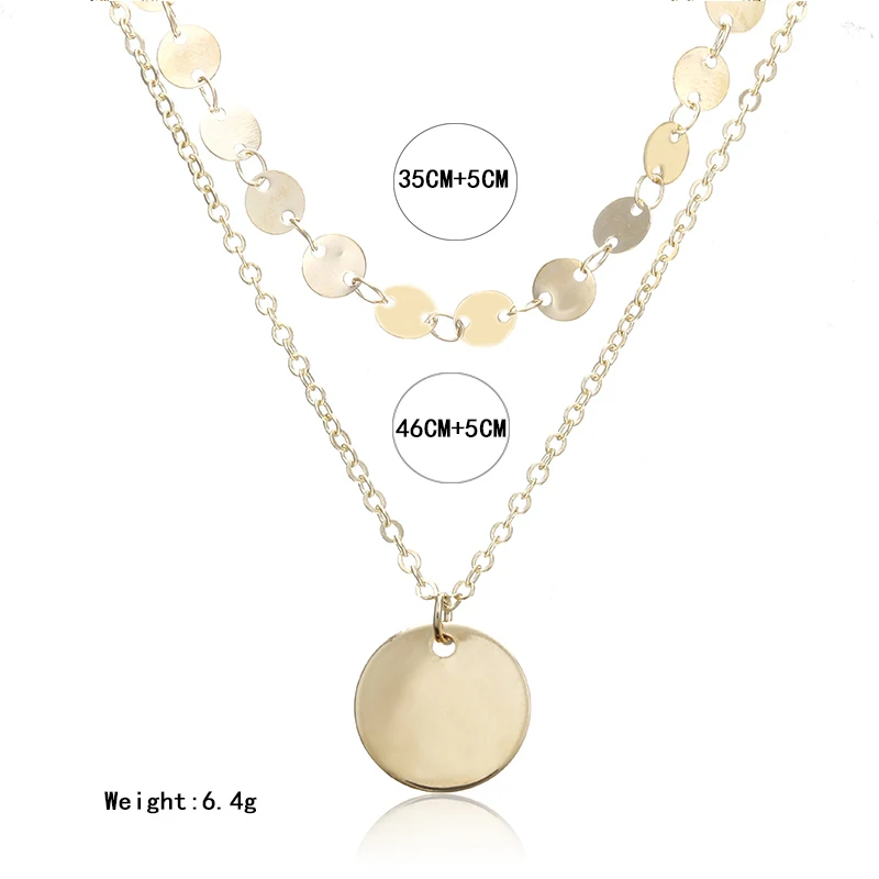 В богемном стиле Многослойные чокер с цепочкой колье монета золотого цвета Кулон