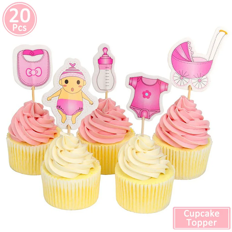 16 дюймов Baby Shower Фольга воздушные шары BabyShower вечерние украшения его для мальчиков и девочек с изображением слона Пол раскрыть игры с надписью Oh Baby столовых принадлежностей - Цвет: 20pcs girl toppers