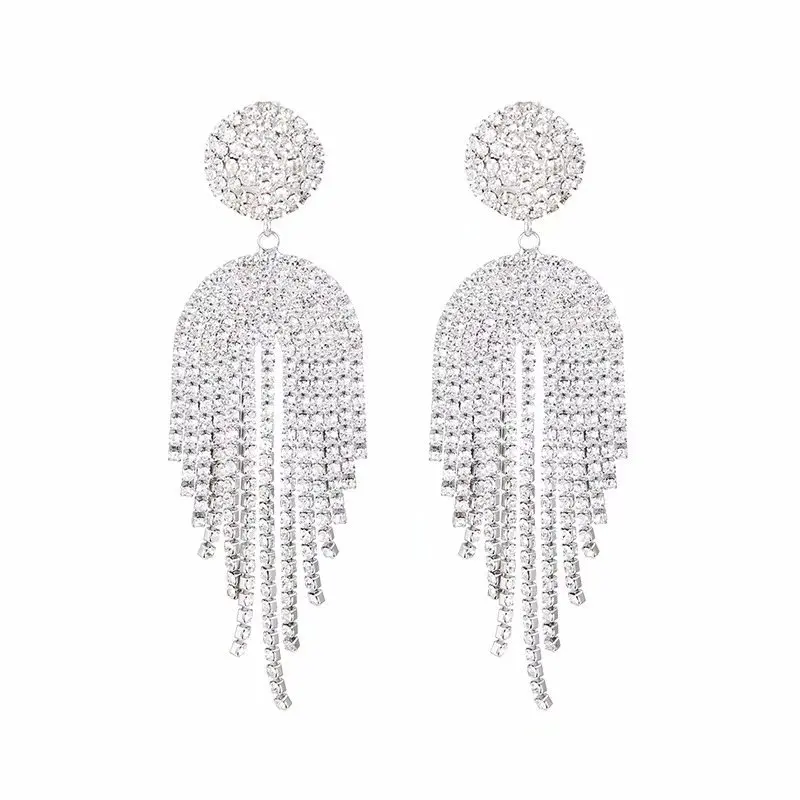 

Earrings for women oorbellen crystal hangers statement chain pendientes largos tassel trendy geometric Euro-American stud