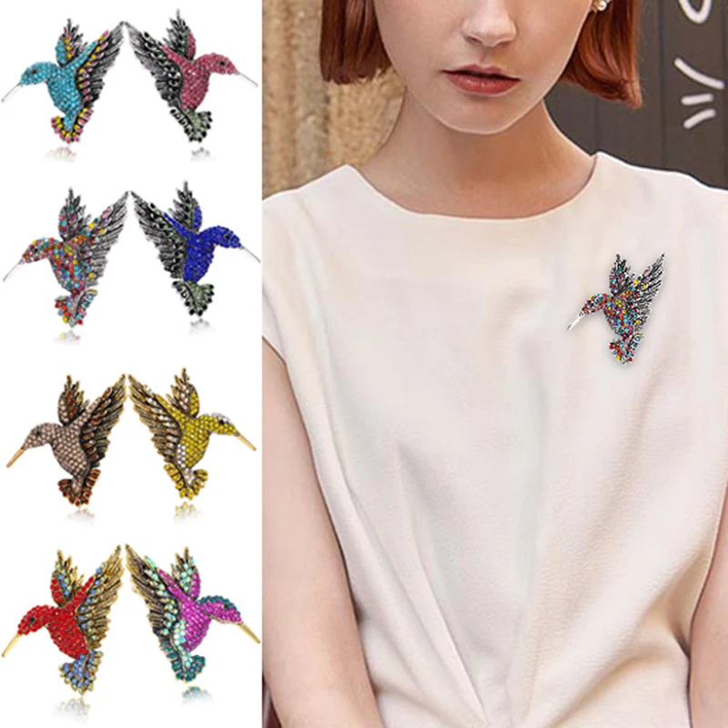 

Colorful Rhinestone Hummingbird Brooch Animal Brooches for Women Girls Korea Fashion Accessories Cute Gifts Wholesale