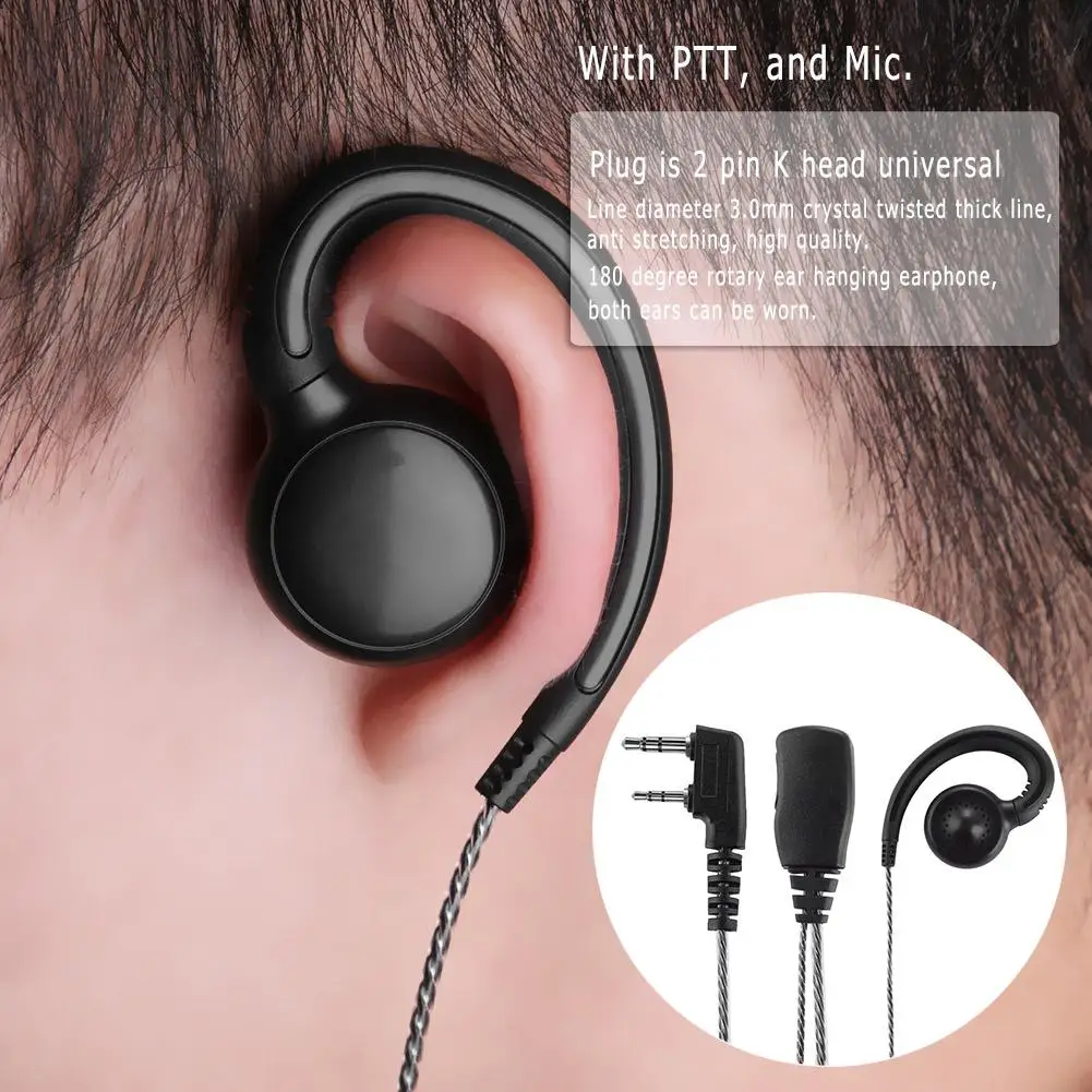 

NEW 180 Degree Swivel Earhook Earpiece Headset with Mic PTT for Kenwood Baofeng Big ear hanging crystal twisted earphone