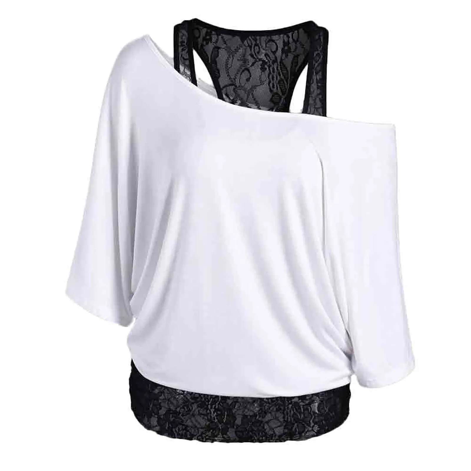 

Women Plus Size Lace Loose Casual Long Sleeve Tops Blouse Shirt